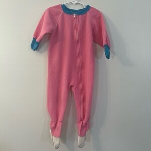 Vintage Gerber Pink Onesie with Blue Trim size 3T